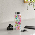 Hand painted pink lavender lilac teal watercolor elegant floral Water Bottle Gallery Image 4