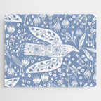 Doves and Flowers Bird Art White on Blue Jigsaw Puzzle Gallery Image 1