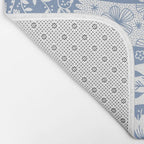Doves and Flowers Bird Art White on Blue Bath Mat Gallery Image 2