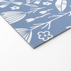 Doves and Flowers Bird Art White on Blue Welcome Mat Gallery Image 2