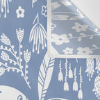 Doves and Flowers Bird Art White on Blue Wall Tapestry Gallery Image 3