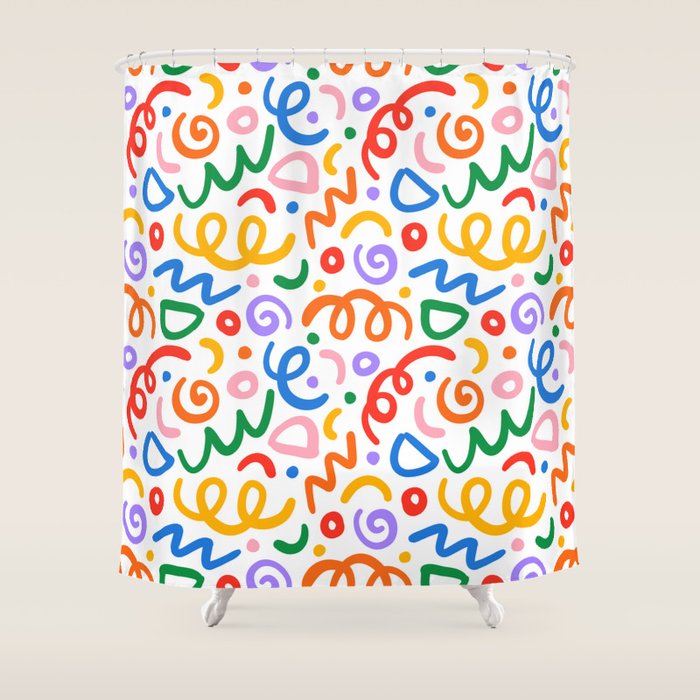 Colorful confetti art doodle pattern Shower Curtain Gallery Image 1