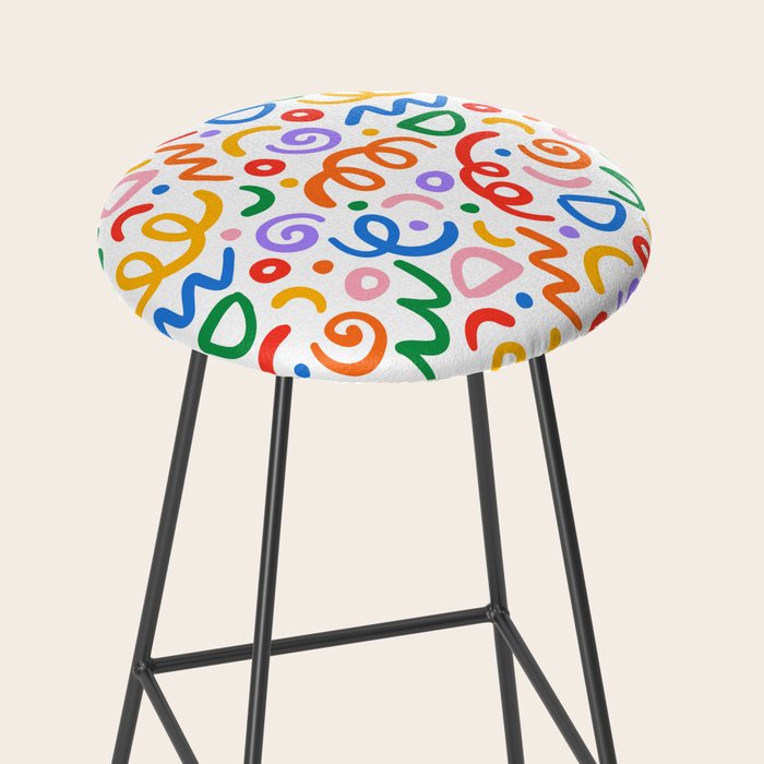 Colorful confetti art doodle pattern Stool Gallery Image 2