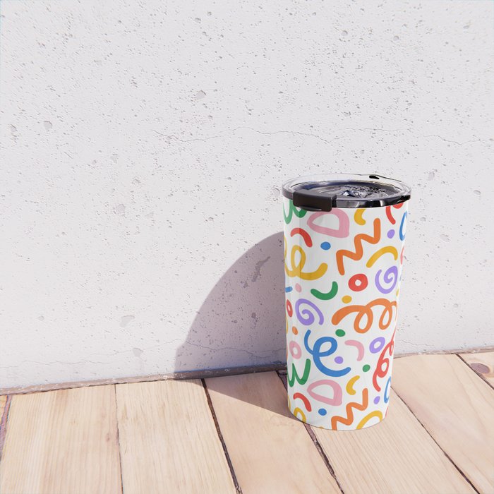 Colorful confetti art doodle pattern Travel Mug Gallery Image 4