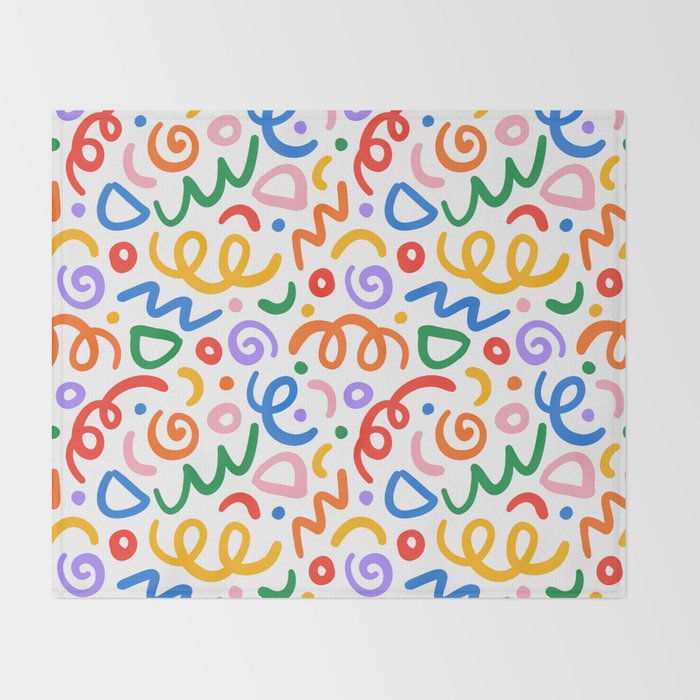 Colorful confetti art doodle pattern Throw Blanket Gallery Image 2