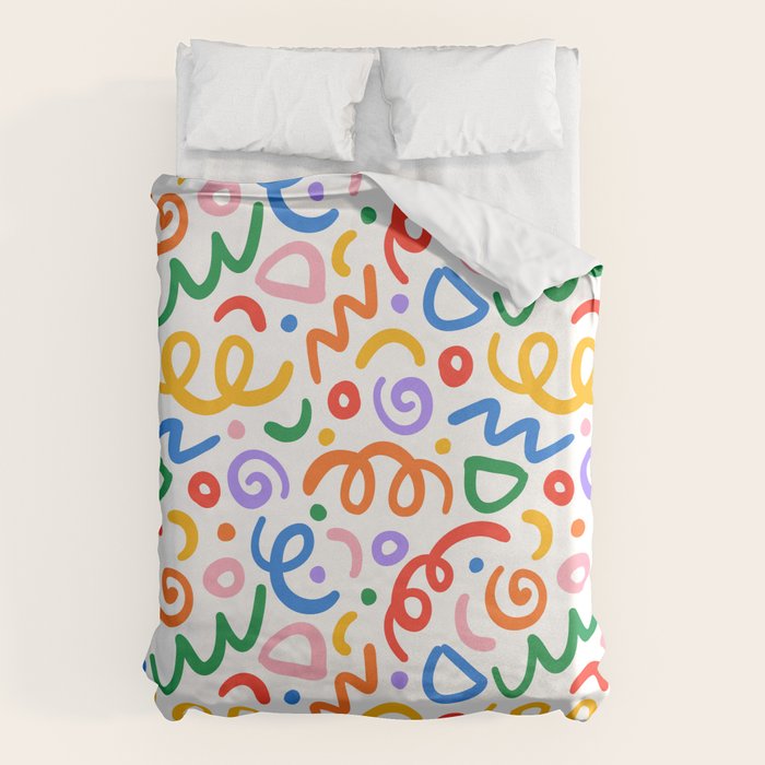 Colorful confetti art doodle pattern Duvet Cover Gallery Image 1