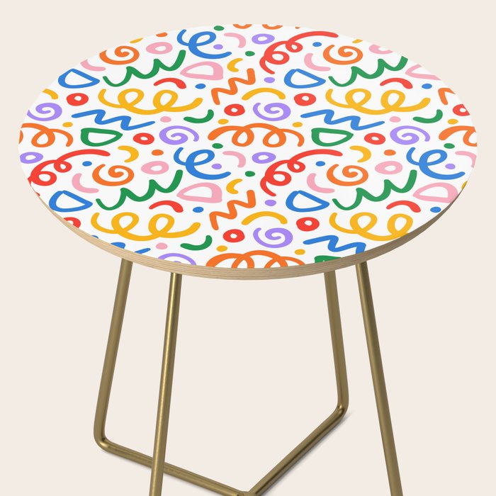 Colorful confetti art doodle pattern Side Table Gallery Image 2