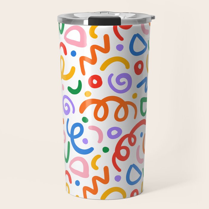 Colorful confetti art doodle pattern Travel Mug Gallery Image 1