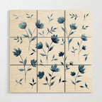 Blue flowers | Watercolor Pattern Wood Wall Art Gallery Image 1