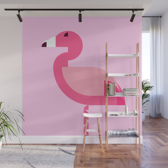 Geometric flamingo Wall Mural Gallery Image 1