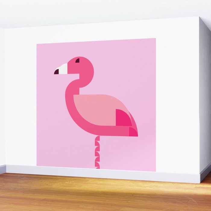Geometric flamingo Wall Mural Gallery Image 2