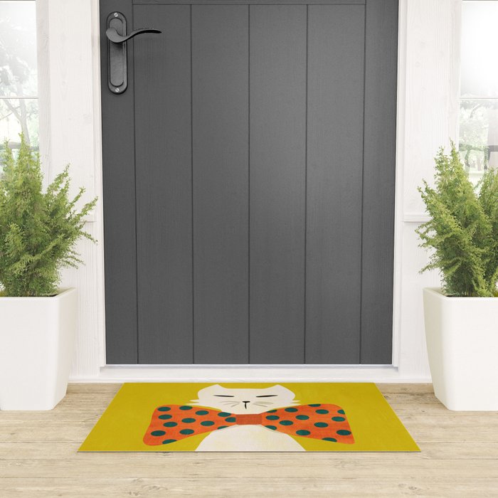 Cat with incredebly oversized humongous bowtie Welcome Mat Gallery Image 3