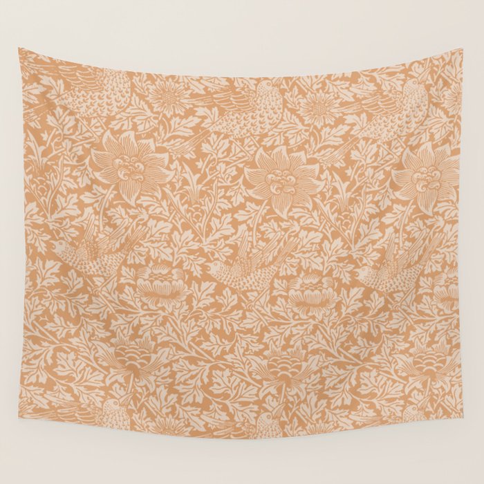 William Morris Vintage Bird & Anemone Soft Apricot Wall Tapestry Gallery Image 4