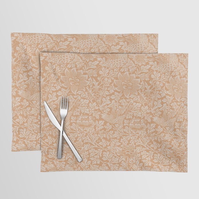 William Morris Vintage Bird & Anemone Soft Apricot Placemat Gallery Image 1