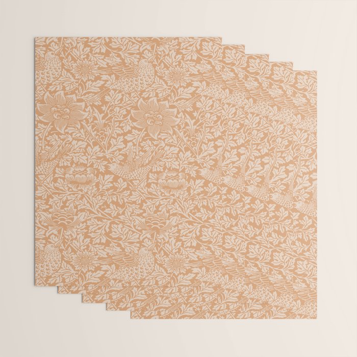 William Morris Vintage Bird & Anemone Soft Apricot Wrapping Paper Gallery Image 3