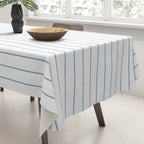 Minimal Arch XXV White and Blue Green Modern Geometric Lines Tablecloth Gallery Image 3