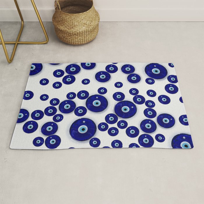 Greek Blue Glass Evil Eye Amulet Rug Gallery Image 1