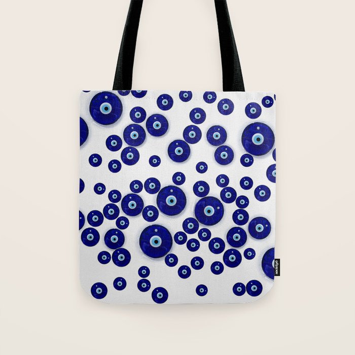 Greek Blue Glass Evil Eye Amulet Tote Bag Gallery Image 1