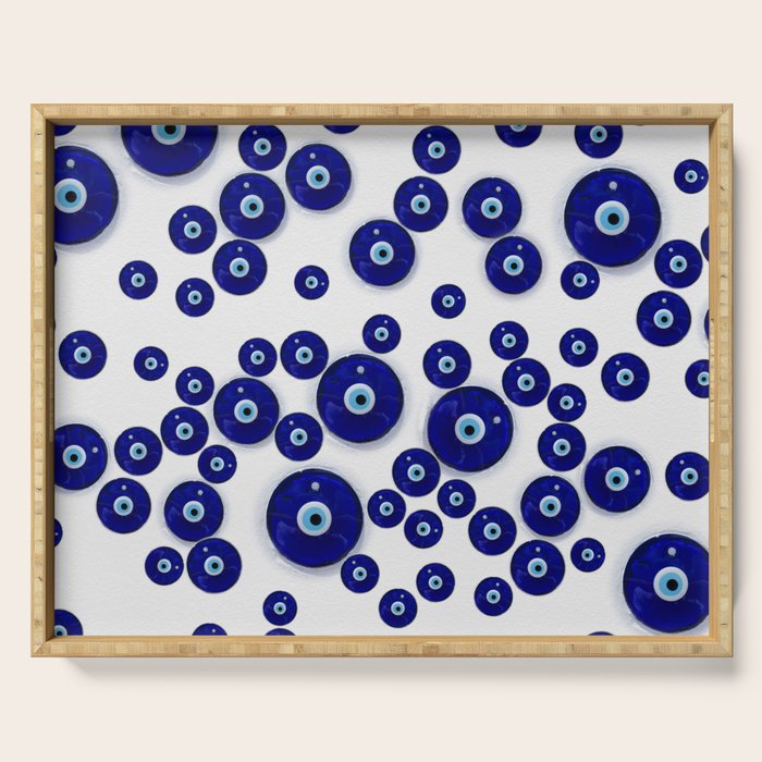 Greek Blue Glass Evil Eye Amulet Serving Tray Gallery Image 1