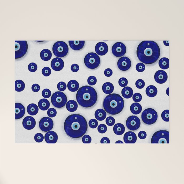 Greek Blue Glass Evil Eye Amulet Welcome Mat Gallery Image 1