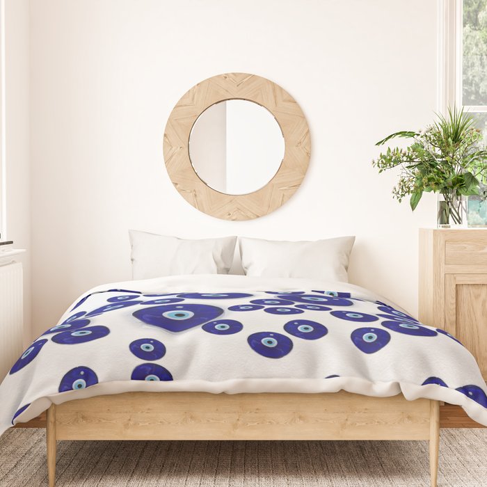 Greek Blue Glass Evil Eye Amulet Duvet Cover Gallery Image 3