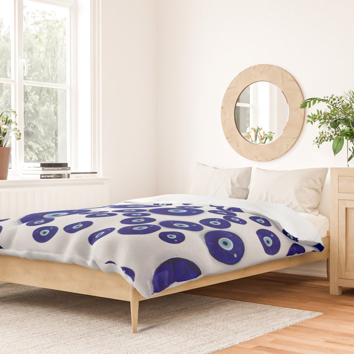 Greek Blue Glass Evil Eye Amulet Duvet Cover Gallery Image 2