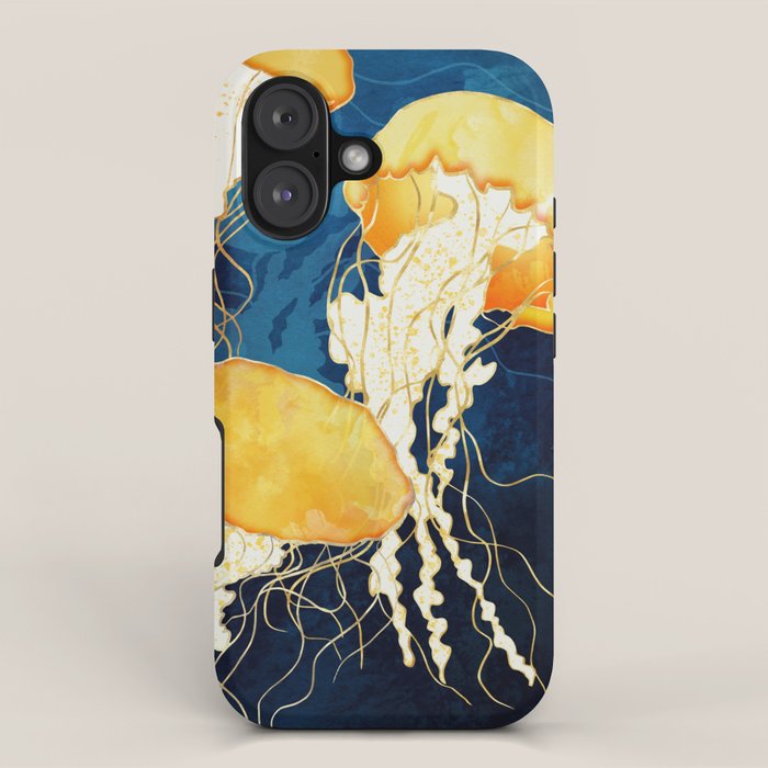 Yellow Metallic Jellyfish iPhone Case Gallery Image 1