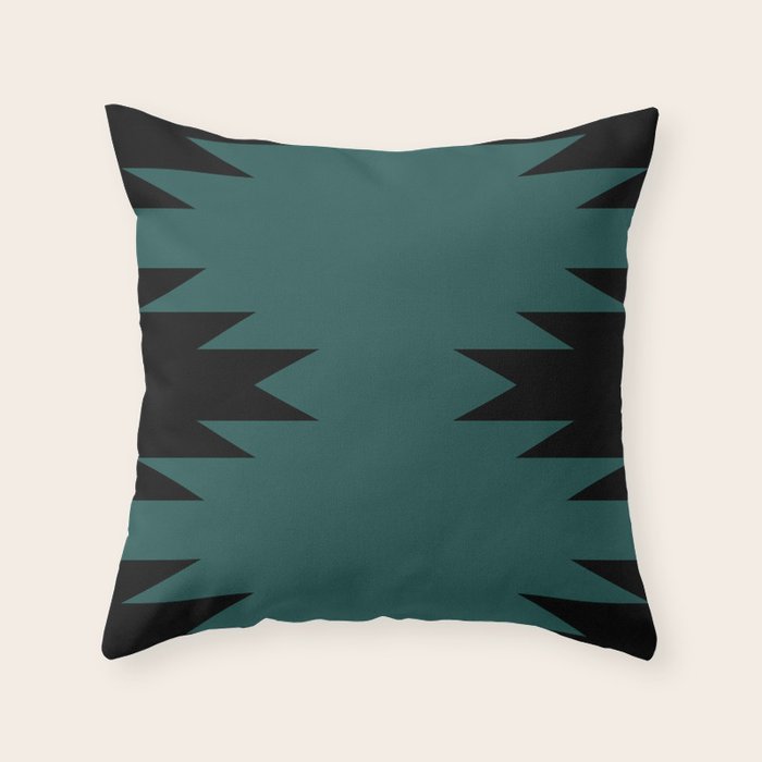 Geometric Southwestern Minimalism - Teal Green Throw Pillow Gallery Image 1