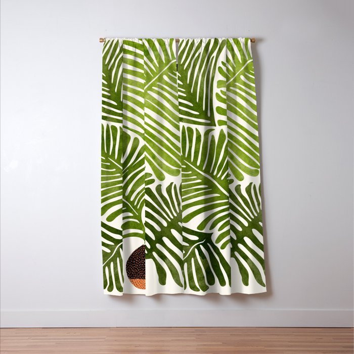 Summer Fern Simple Modern Watercolor Window Curtain Gallery Image 3