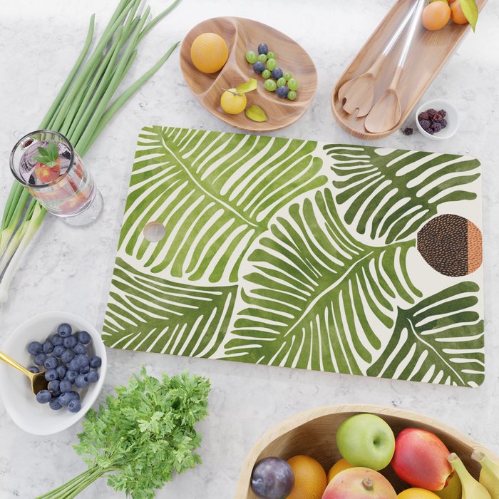 Summer Fern Simple Modern Watercolor Cutting Board Gallery Image 2