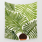Summer Fern Simple Modern Watercolor Wall Tapestry Gallery Image 4