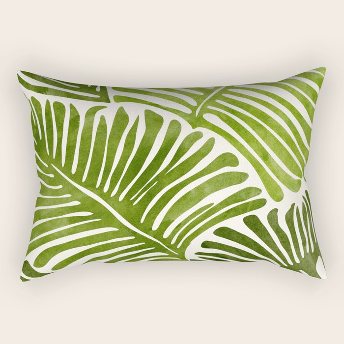 Summer Fern Simple Modern Watercolor Rectangular Pillow Gallery Image 2