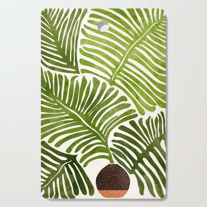 Summer Fern Simple Modern Watercolor Cutting Board Gallery Image 1