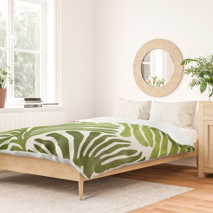 Summer Fern Simple Modern Watercolor Duvet Cover Gallery Image 2