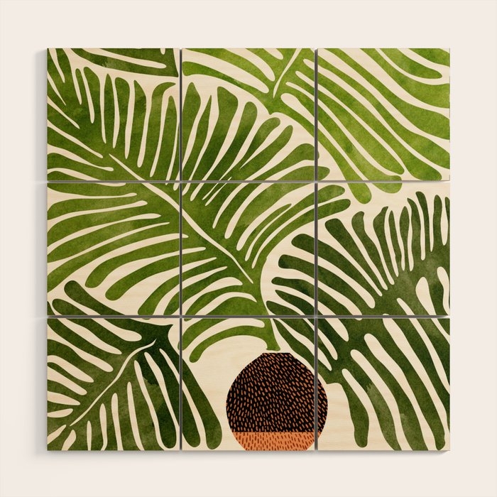 Summer Fern Simple Modern Watercolor Wood Wall Art Gallery Image 1