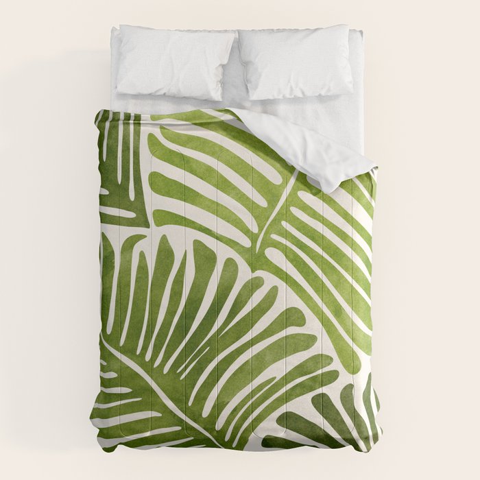 Summer Fern Simple Modern Watercolor Comforter Gallery Image 1
