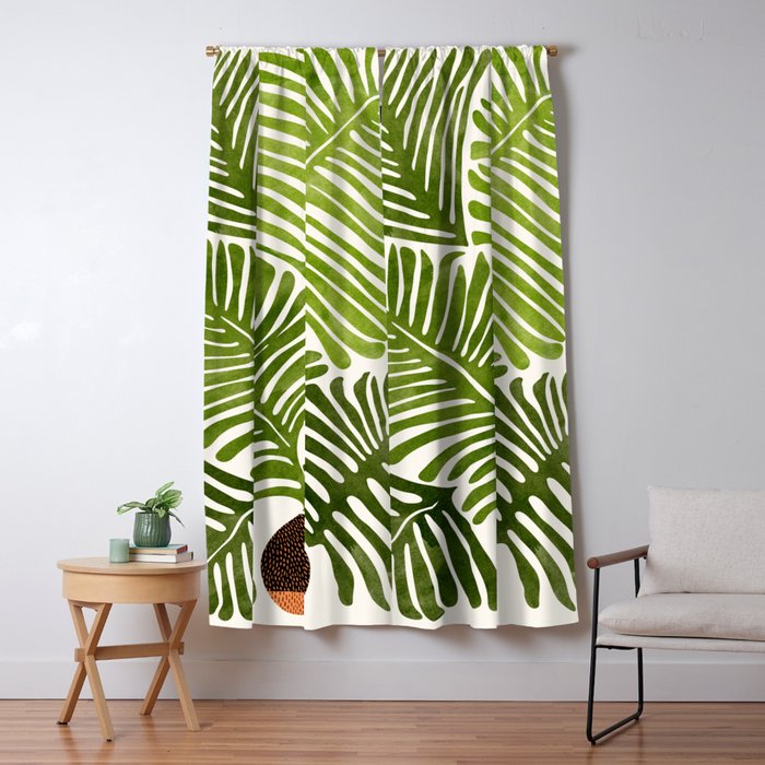 Summer Fern Simple Modern Watercolor Window Curtain Gallery Image 5