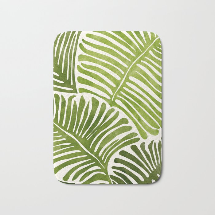 Summer Fern Simple Modern Watercolor Bath Mat Gallery Image 1