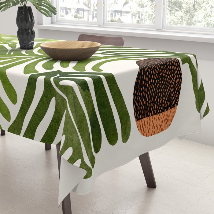 Summer Fern Simple Modern Watercolor Tablecloth Gallery Image 3