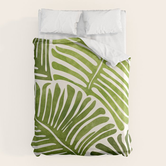 Summer Fern Simple Modern Watercolor Duvet Cover Gallery Image 6