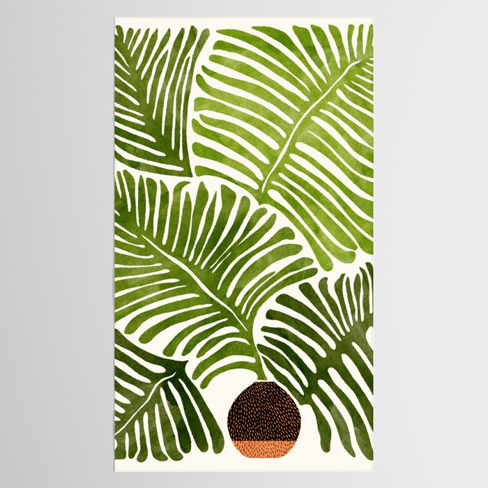Summer Fern Simple Modern Watercolor Tablecloth Gallery Image 2