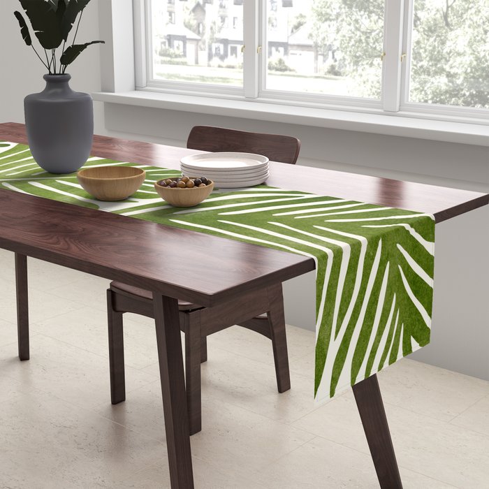 Summer Fern Simple Modern Watercolor Table Runner Gallery Image 2
