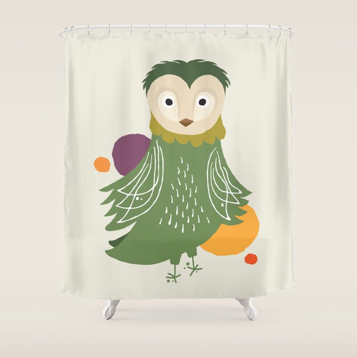 Quirky Barn Owl Shower Curtain Gallery Image 1