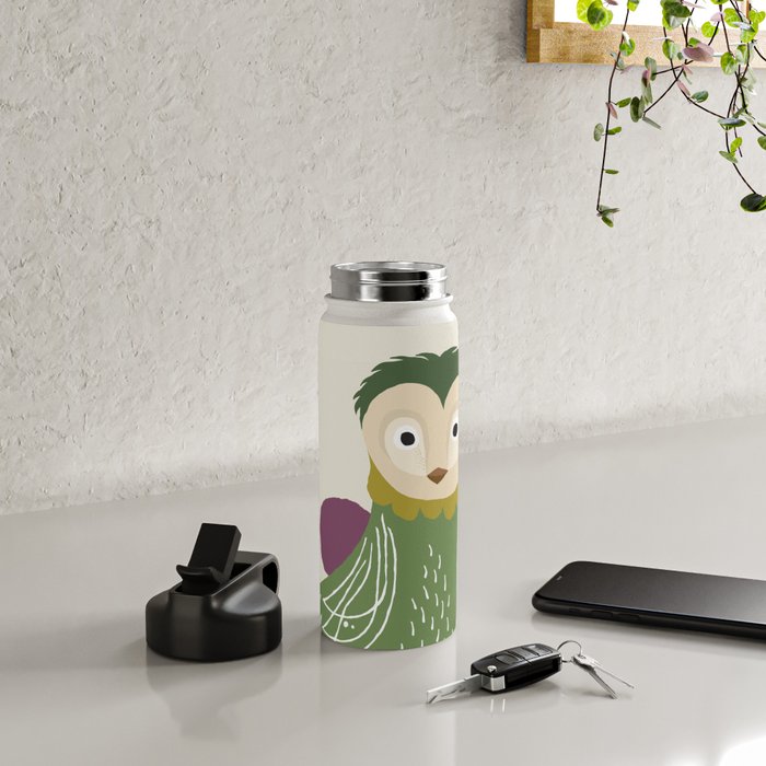 Quirky Barn Owl Water Bottle Gallery Image 4