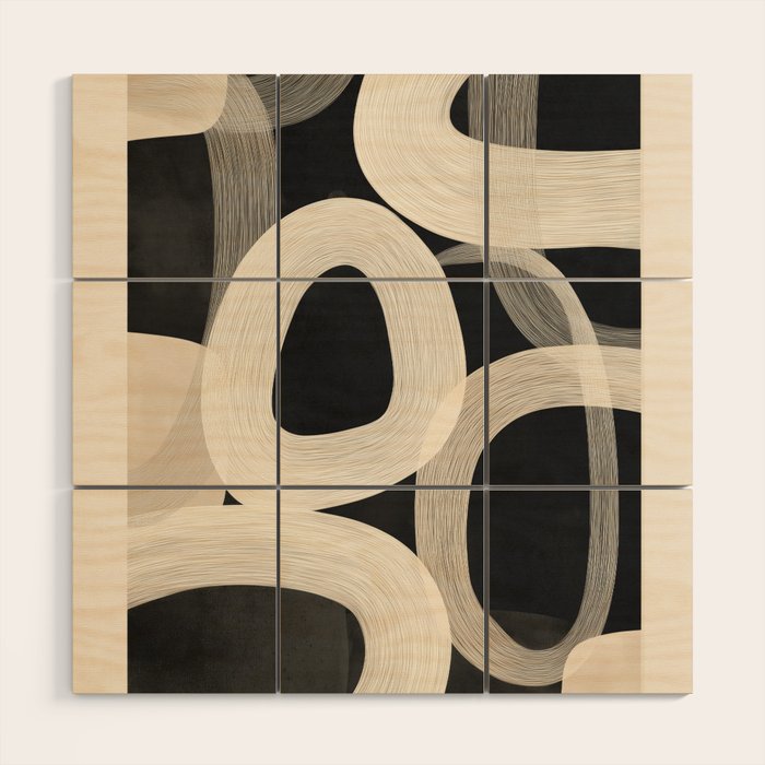 Soft Forms - Abstract Minimalist Line Art Wood Wall Art Gallery Image 1