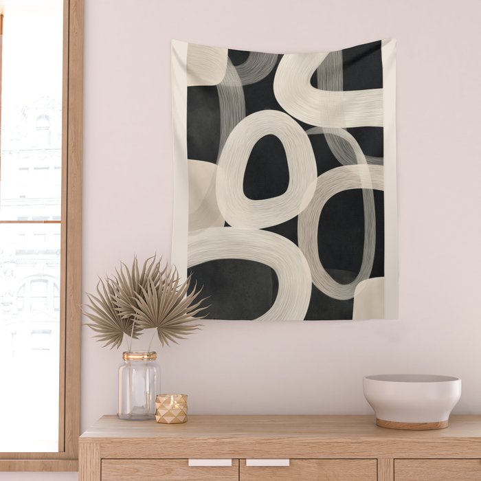 Soft Forms - Abstract Minimalist Line Art Wall Tapestry Gallery Image 2