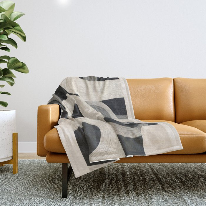 Soft Forms - Abstract Minimalist Line Art Throw Blanket Gallery Image 1