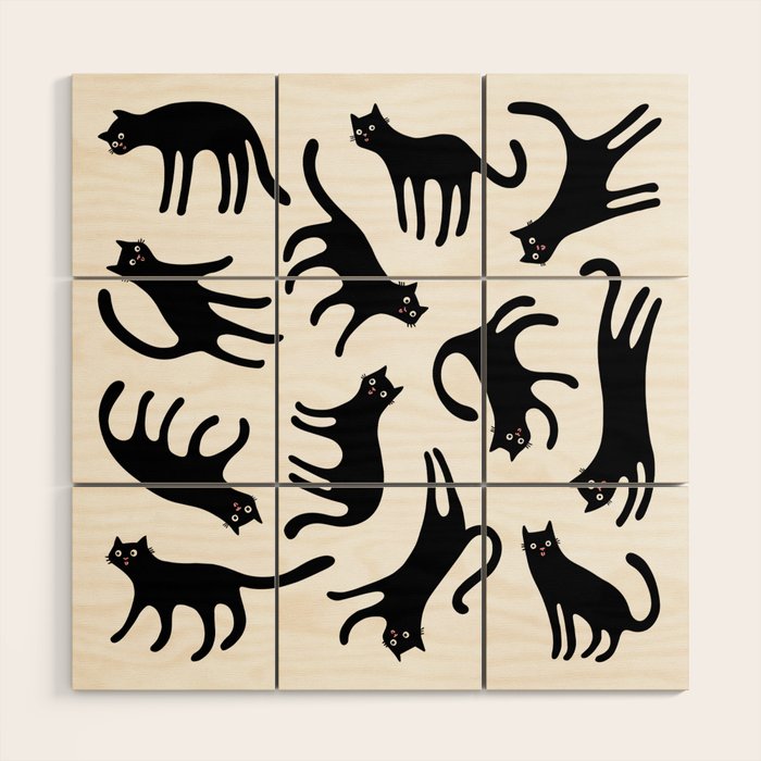 Black Cats Blep! Wood Wall Art Gallery Image 1