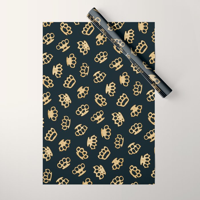 Brass Knuckles With Good Thoughts Wrapping Paper Gallery Image 1
