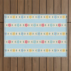 Granny Style Vintage Florals And Light Blue Stripes Outdoor Rug Gallery Image 1